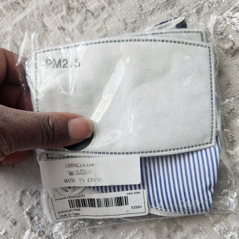 Kids Navy and White Patterned Face Masks